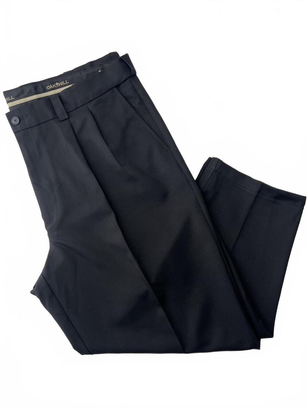 Oak Hill Men’s Black Dress Pants 42x26 Pleated Front Career Office Formal